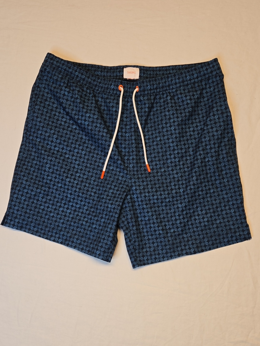 Swims Navy Blue Geometric Swim Trunks with Orange Accents